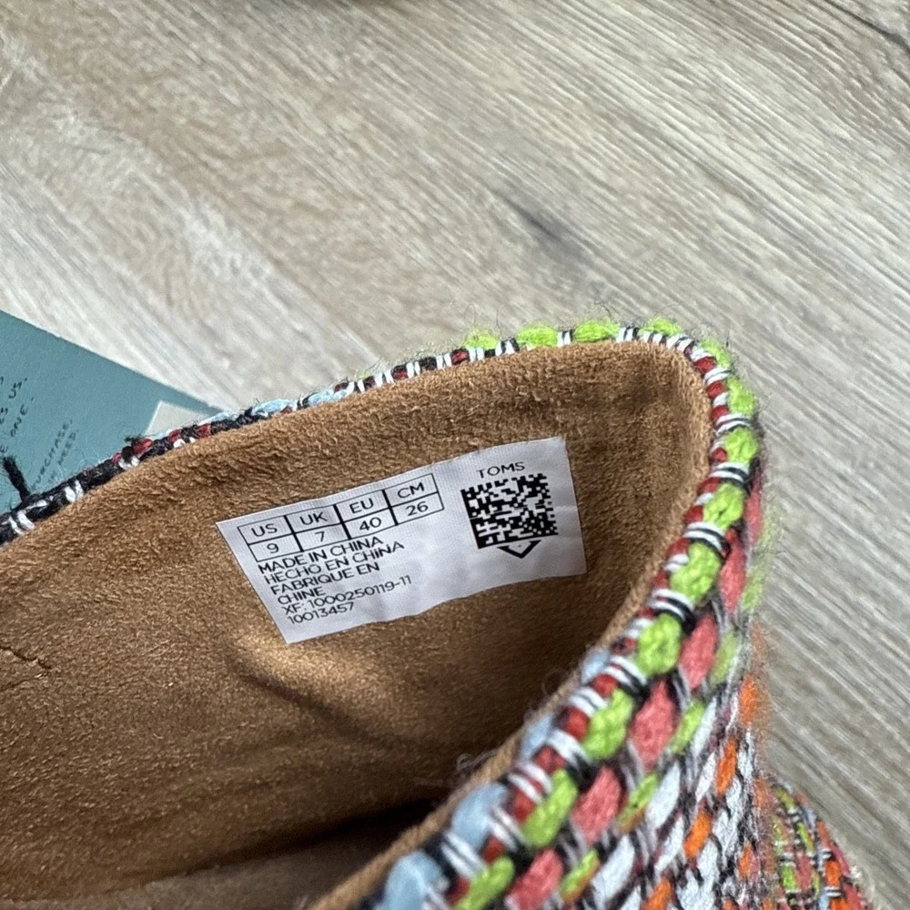 Toms Women's 8.5 US‎ Monica Mule Wedge Heeled Sandals Cherry Tomato Global Woven